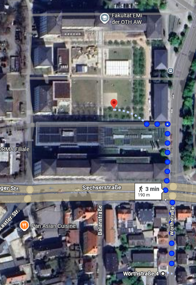 Weg zur Hochschule (zu Fuß) Weg zur Hochschule (zu Fuß)