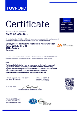 Zertifikat EN nach DIN EN ISO 14001:2015