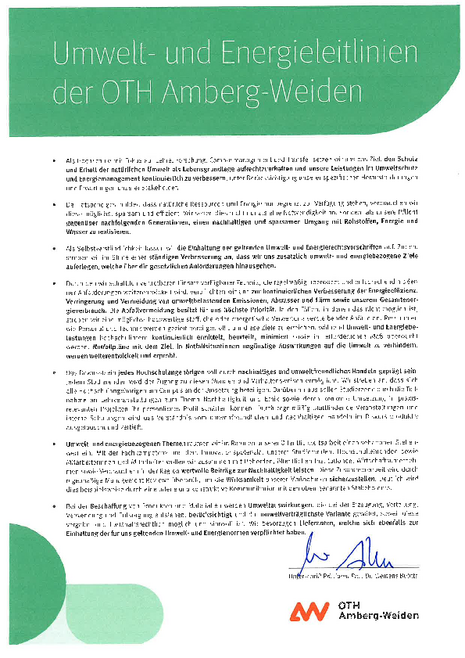 Umwelt- und Energieleitlinien