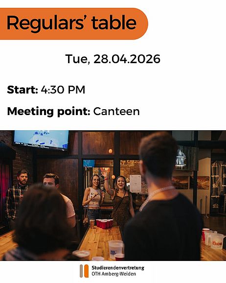 Flyer english Regulars Table, all information in the text