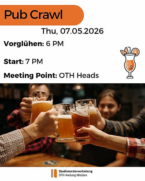 Flyer english pub crawl, all Information in the text