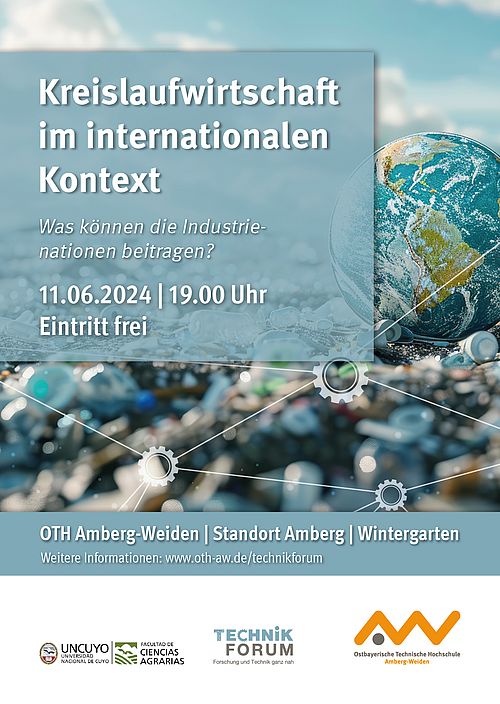 Plakat TechnikForum - Kreislaufwirtschaft im internationalen Kontext - Was können die Industrienationen beitragen?