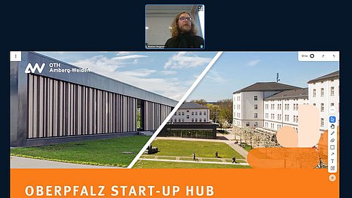 Dr. Bastian Vergnon, Projektleiter des Oberpfalz Start-up HUB (O/HUB) an der OTH Amberg-Weiden, lud zum virtuellen Infoabend Gründung ein