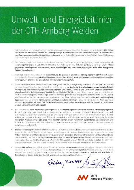 Umwelt- und Energieleitlinien